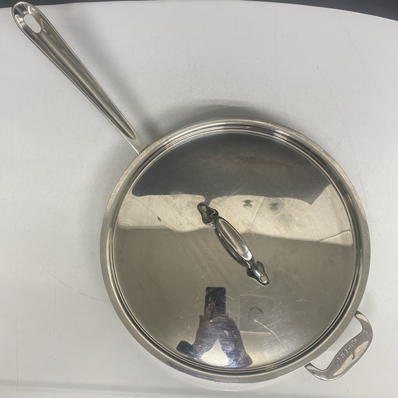 All Clad D3® Stainless Steel Saute Pan with Lid - Picture 3 of 17